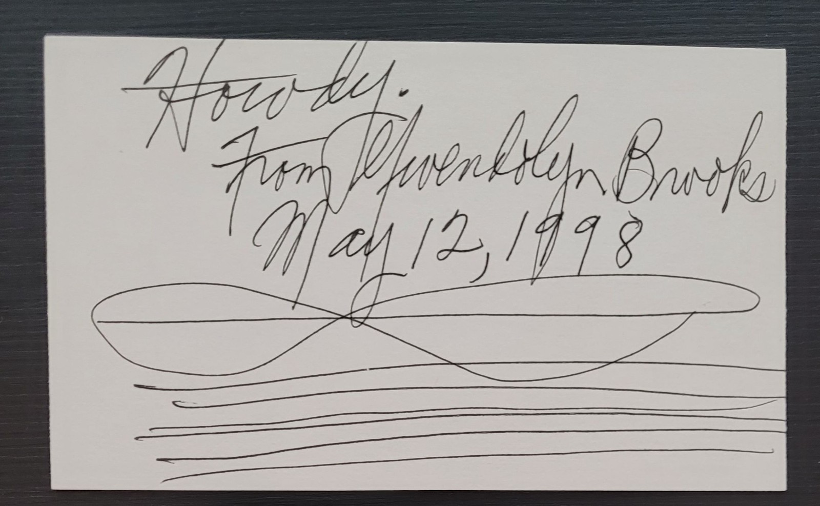 GWENDOLYN BROOKS AUTOGRAPH SKETCH HOWDY 1ST AFRICAN AMERICAN PULITZER AUTHOR A
