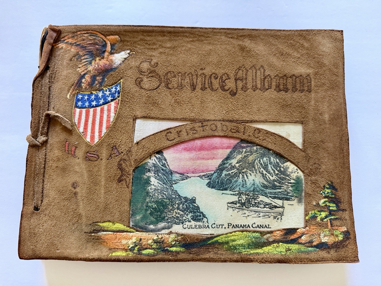 SERVICE ALBUM 1934 Panama Canal Cristobal Culebra Cut Leather 190+ Photographs SERVICE ALBUM 1934 Panama Canal Cristobal Culebra Cut Leather 190+ Photographs