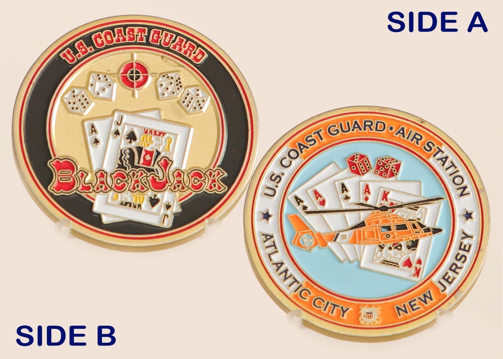 USCG Air Station Atlantic City Blackjack Challenge Coin 1#4 USCG Air Station Atlantic City Blackjack Challenge Coin 1#4