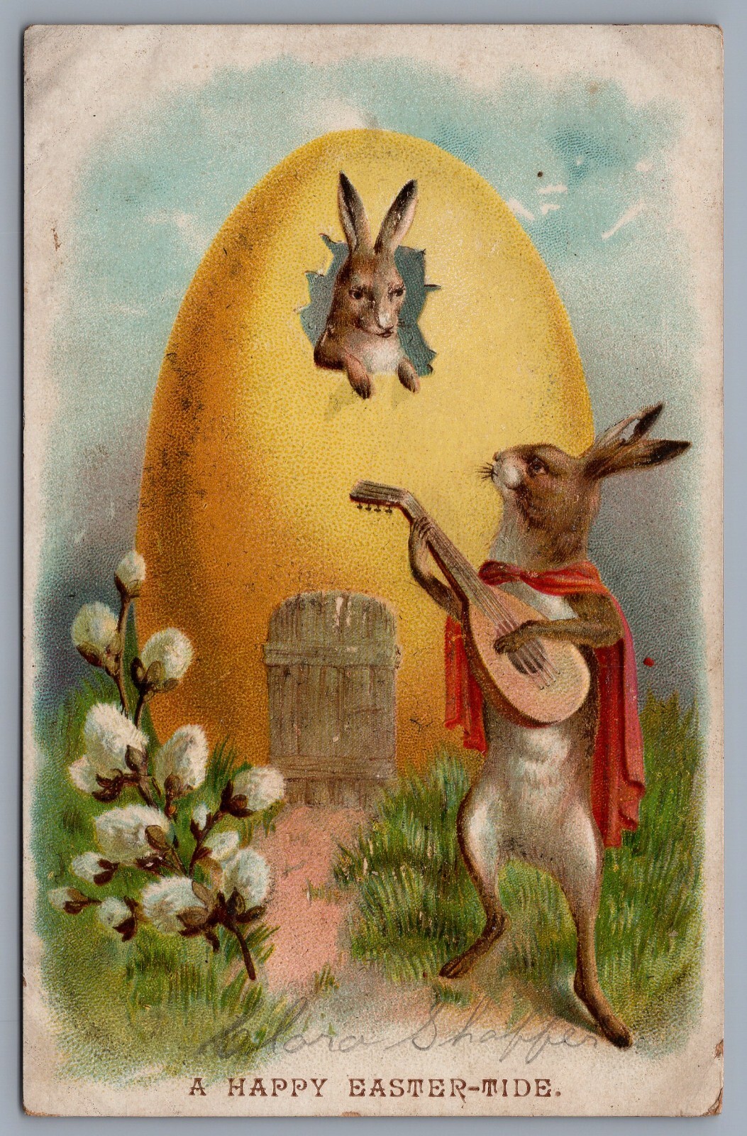 c 1910 Antique Easter Greetings Postcard Anthropomorphic Rabbits, Egg #1992 c 1910 Antique Easter Greetings Postcard Anthropomorphic Rabbits, Egg #1992
