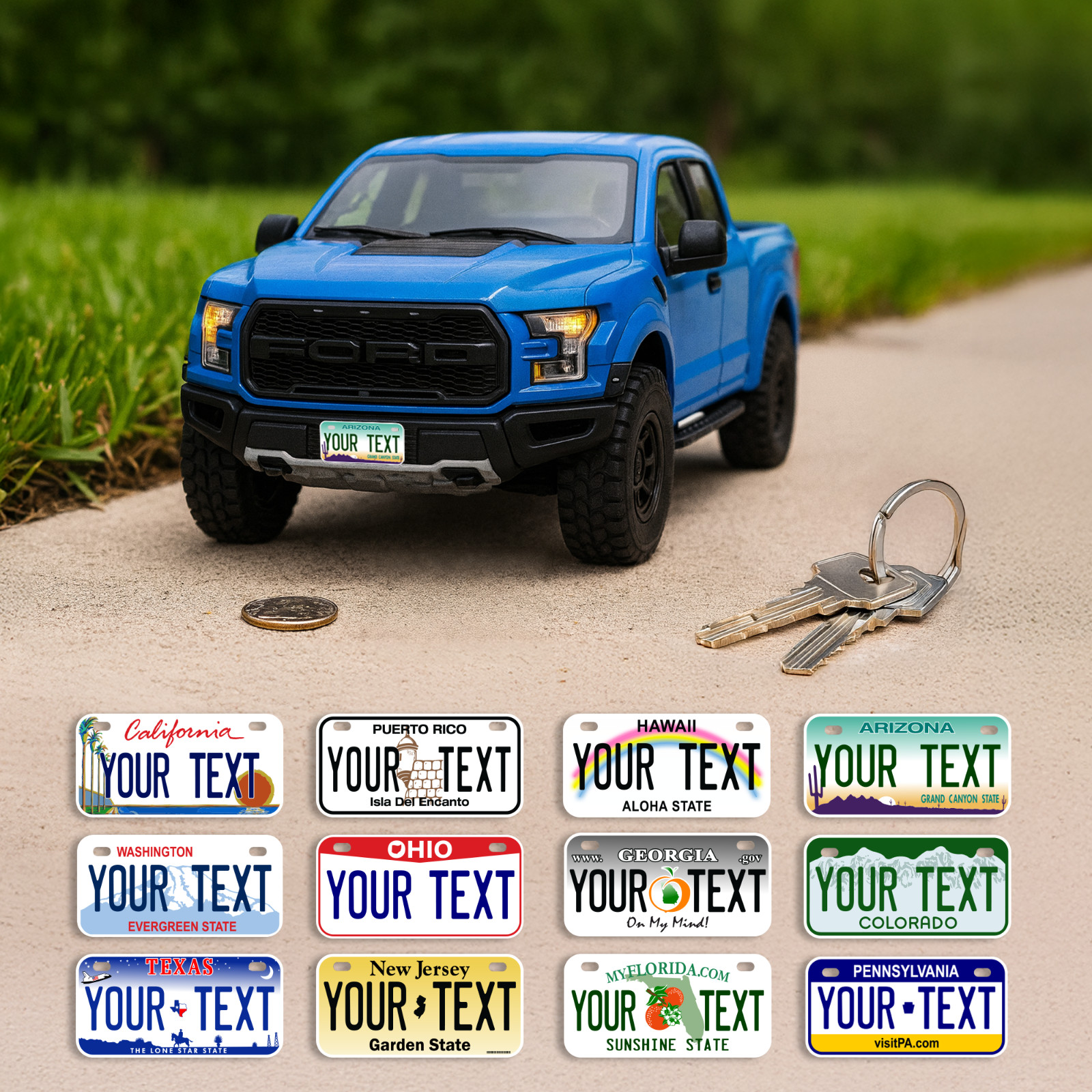 Custom RC car license plate | scale model 50 States | Fits 1/8, 1/10, 1/12, 1/14 Custom RC car license plate | scale model 50 States | Fits 1/8, 1/10, 1/12, 1/14