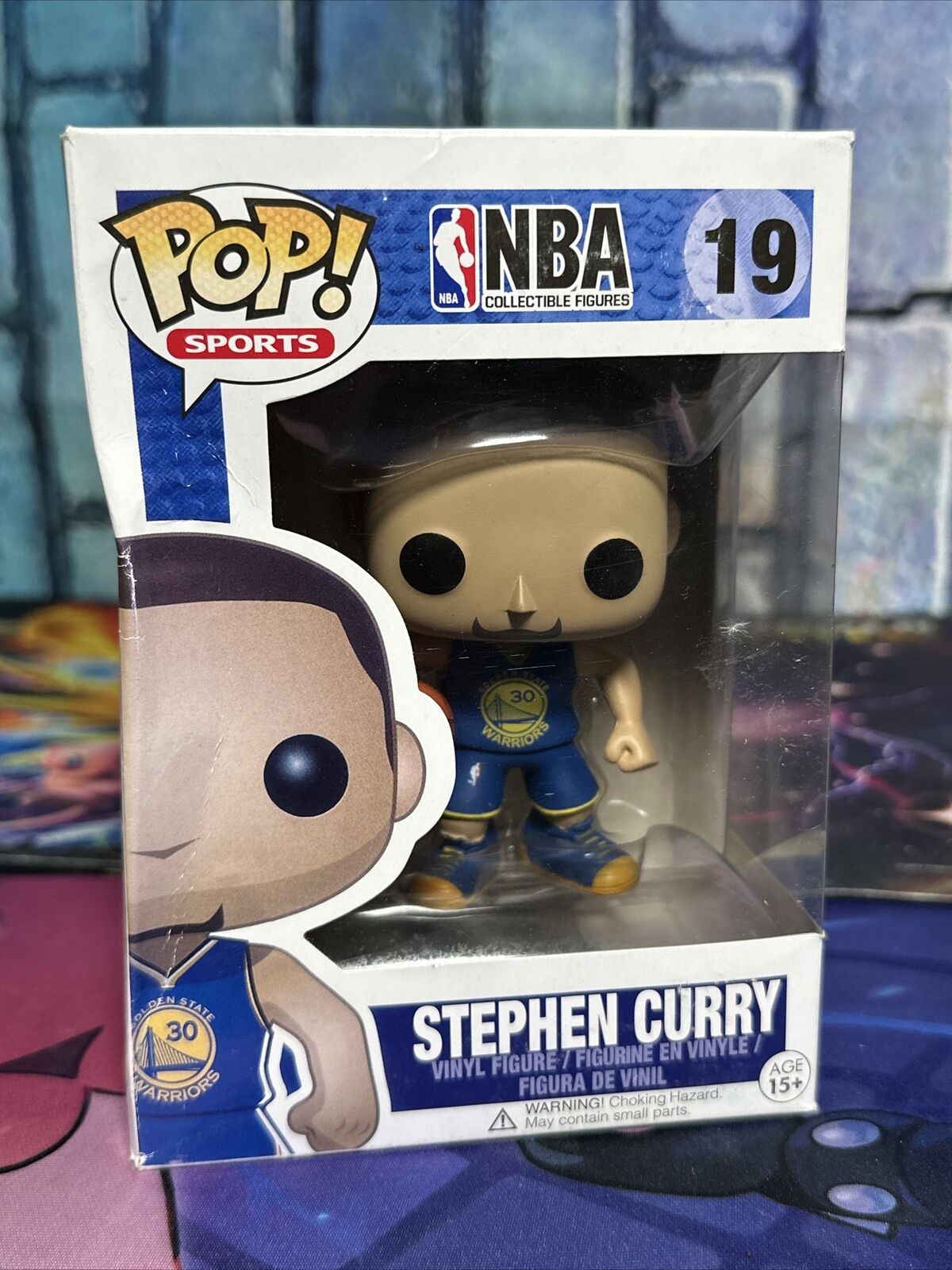 Funko Pop Stephen Curry #19 Blue Jersey NBA Golden State Warriors Box Damage