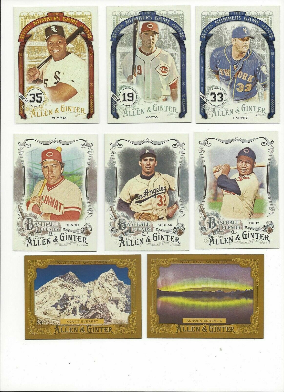 2016 TOPPS ALLEN & GINTER INSERTS - LEGENDS, NUMBERS GAME, WONDERS - YOU PICK