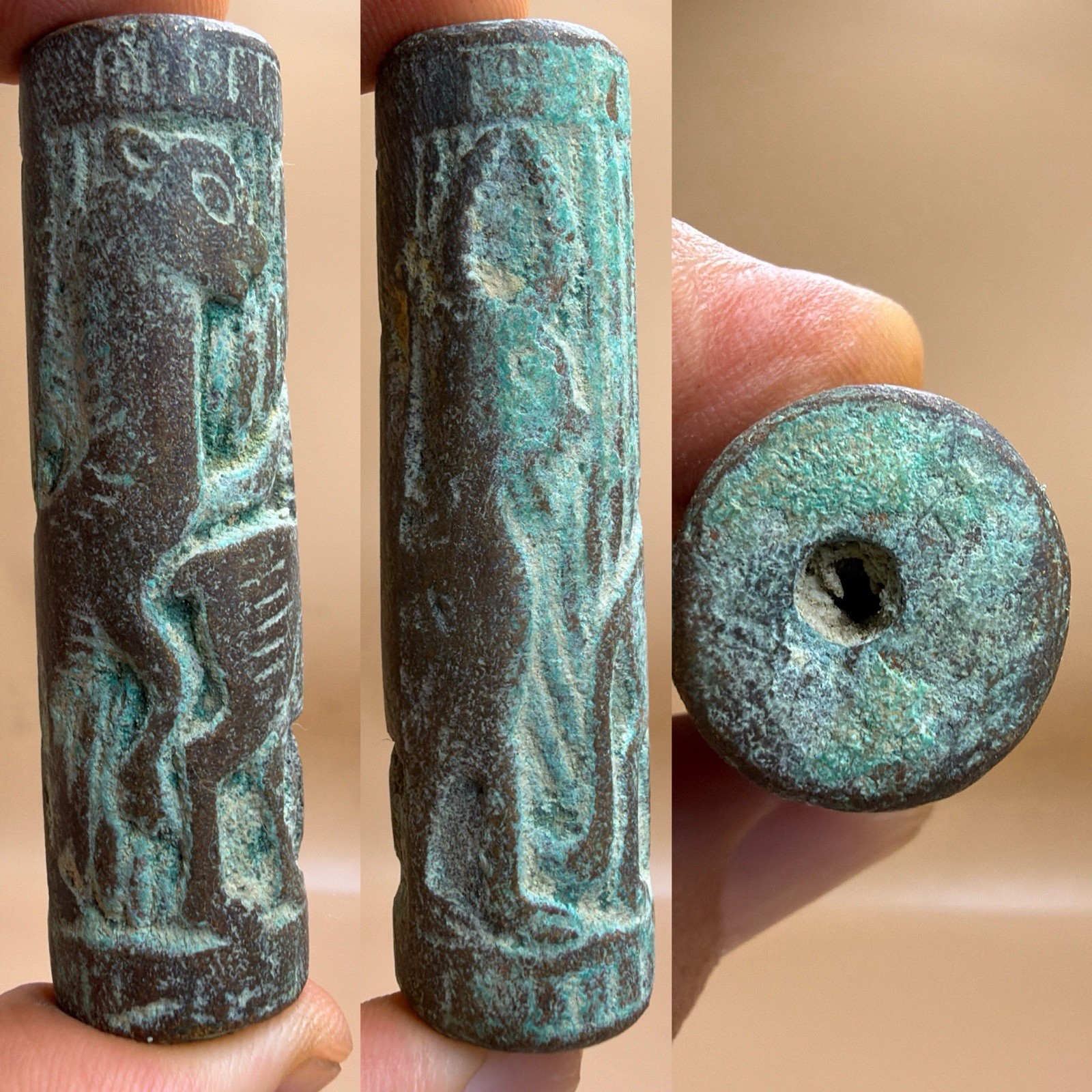 Ancient Roman Bronze Rare Carved Stunning Unique Bead Ancient Roman Bronze Rare Carved Stunning Unique Bead