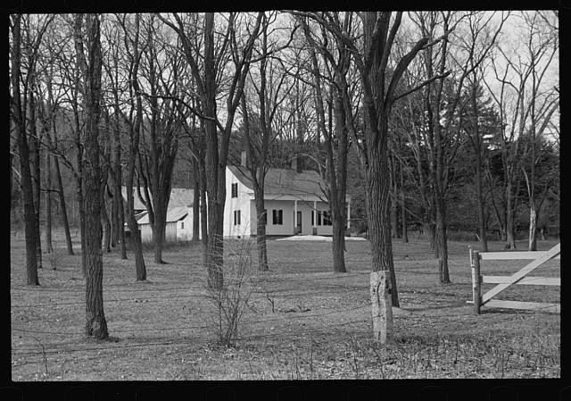 Photo:North Hatfield Massachusetts 1930s Farmhouse Trees FSA Rural Scene