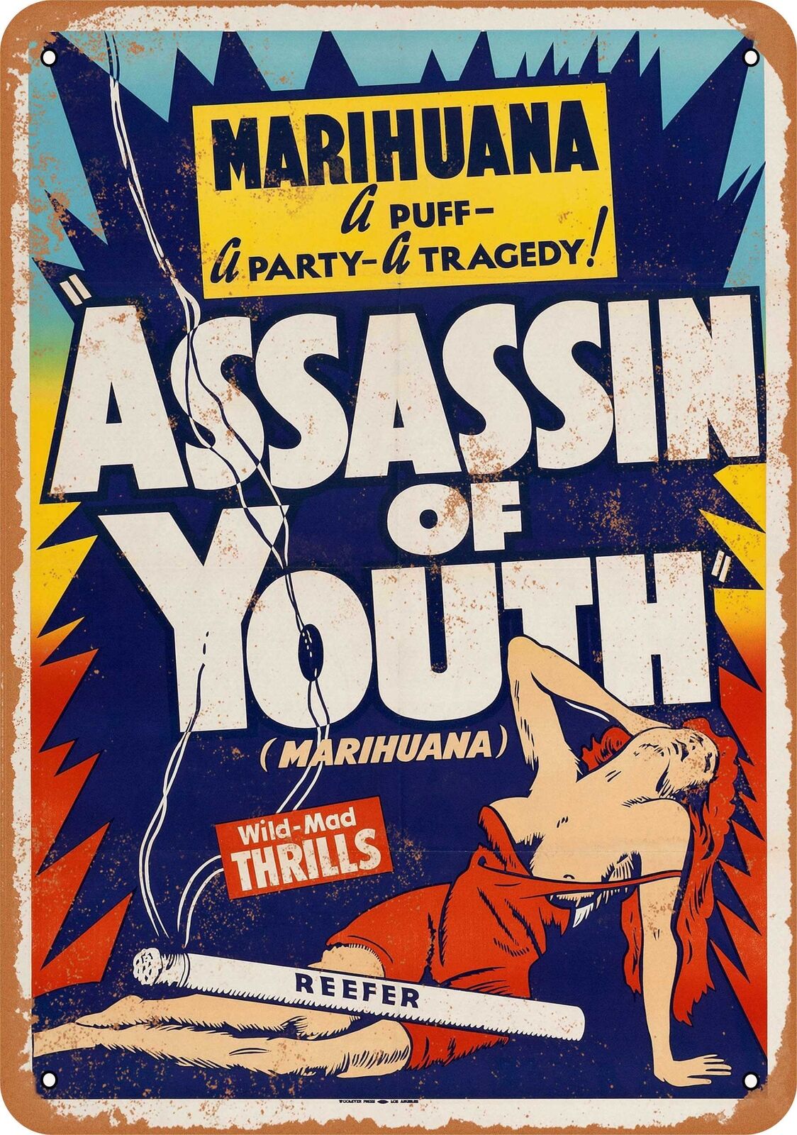 Metal Sign - 1937 Marijuana Assassin of Youth - Vintage Look Reproduction