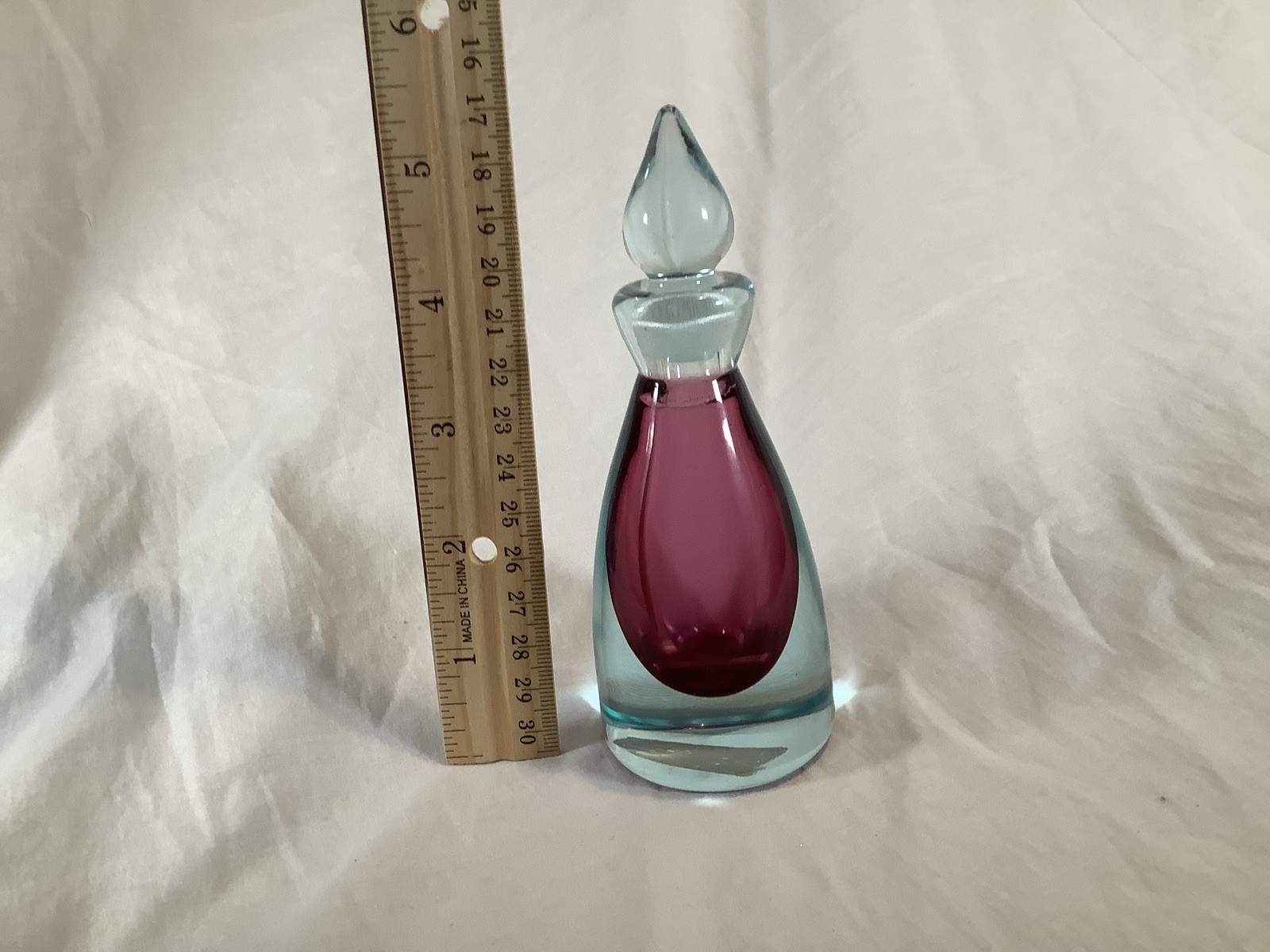 Vtg MCM Pink Amethyst Art Glass Heavy Sommerso Technique Perfume Bottle Stopper Vtg MCM Pink Amethyst Art Glass Heavy Sommerso Technique Perfume Bottle Stopper