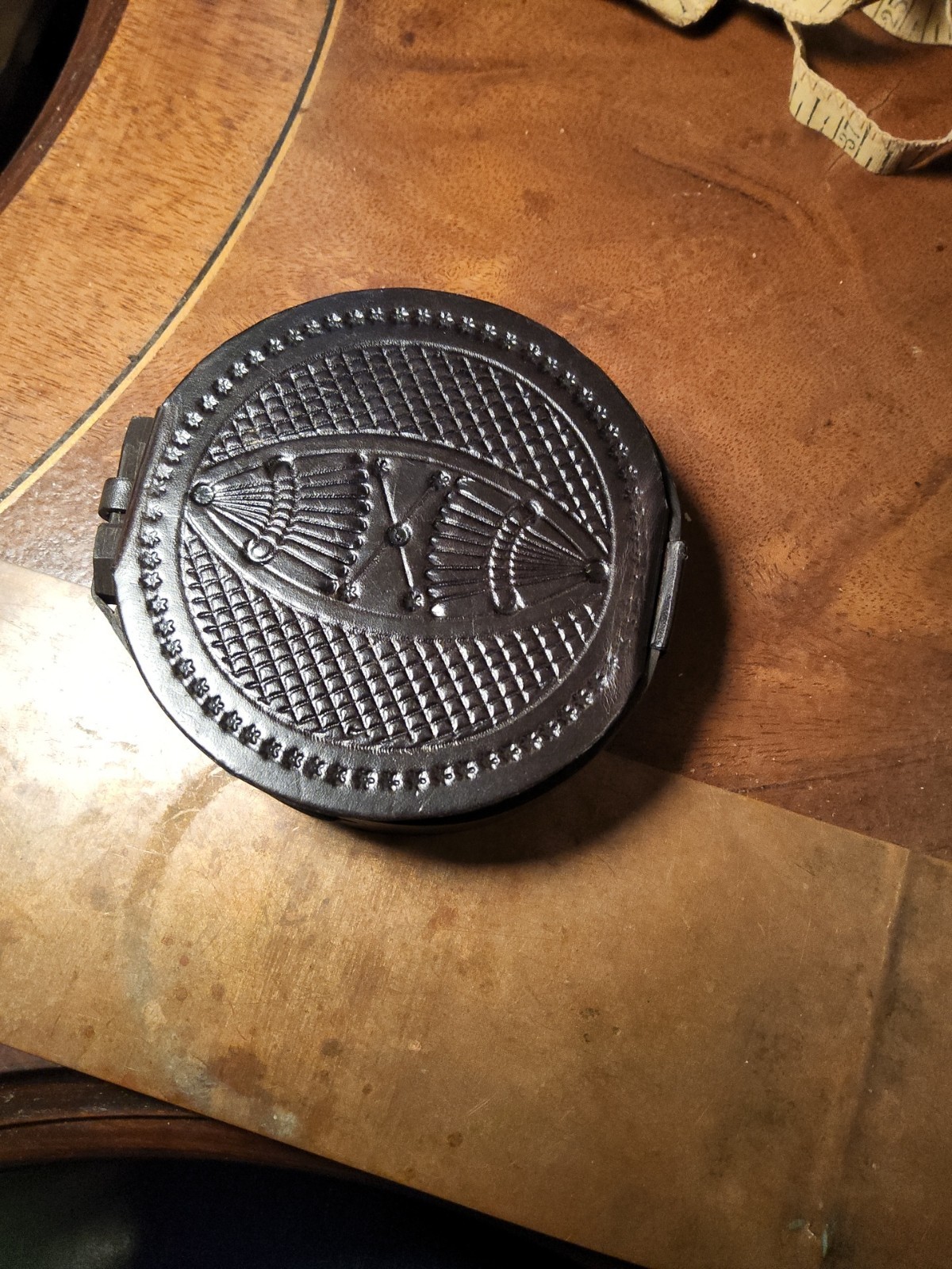 Pristine Antique Victorian Molded Leather Box 4\