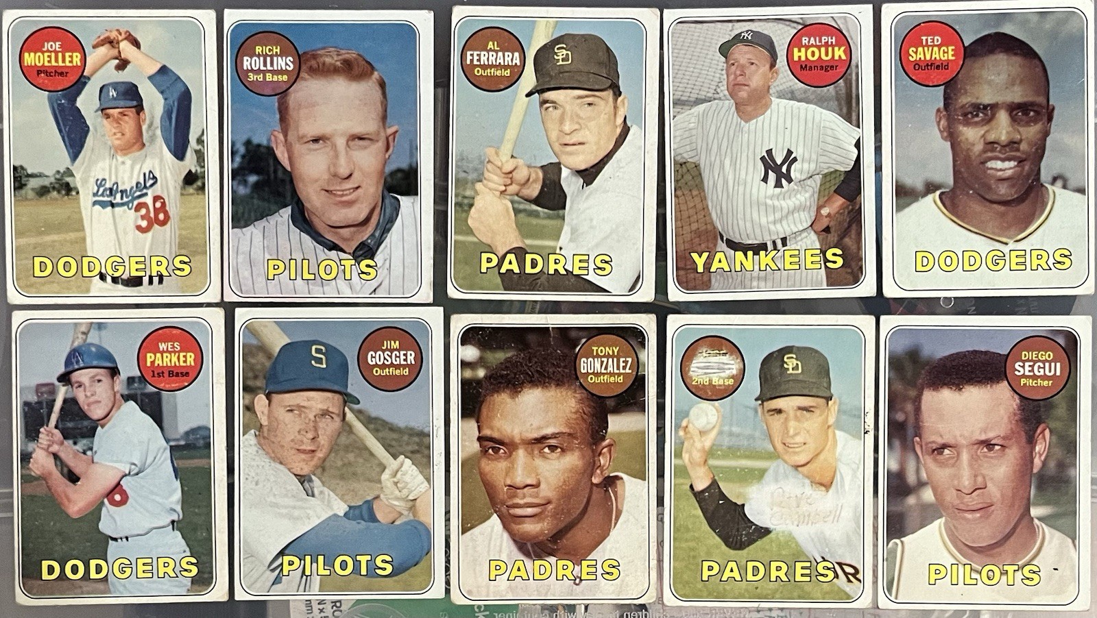 1969 Topps: (10) 5th Series Cards w/ first or last name in White Letters Ex Cond 1969 Topps: (10) 5th Series Cards w/ first or last name in White Letters Ex Cond