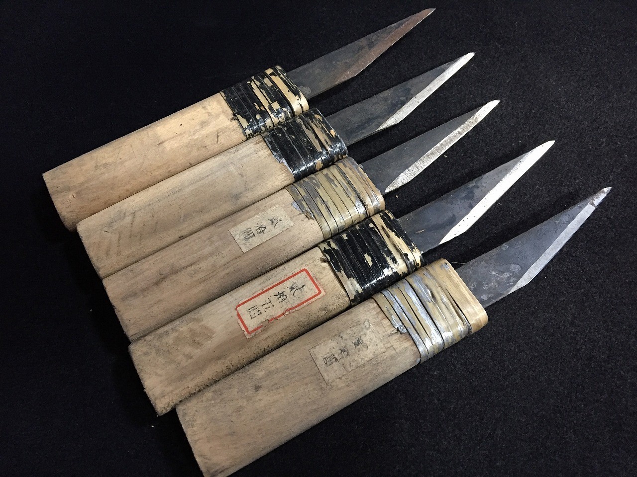 Q0641 Vintage Japanese Kiridashi Knife Lot of 5 Wood Carving Tool Craft Utility