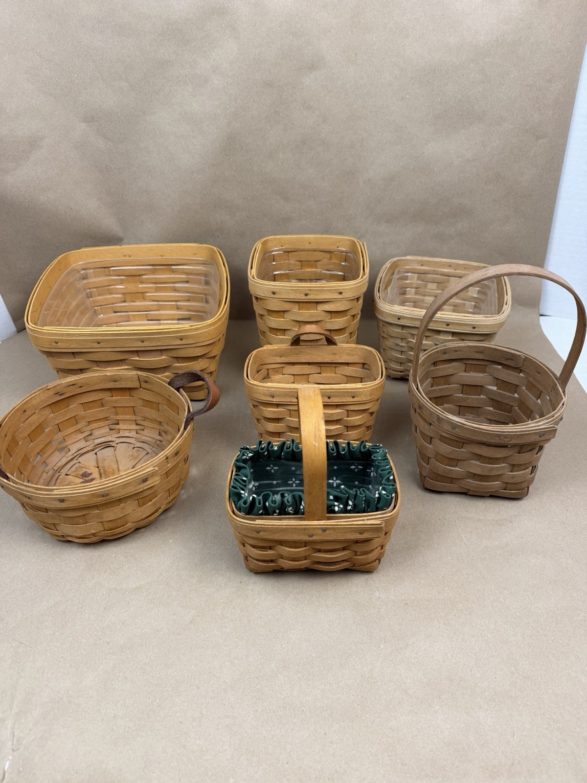 Vintage Longaberger Baskets Lot Of 7 1986-2005 Variety Sizes Dated Signed Vintage Longaberger Baskets Lot Of 7 1986-2005 Variety Sizes Dated Signed