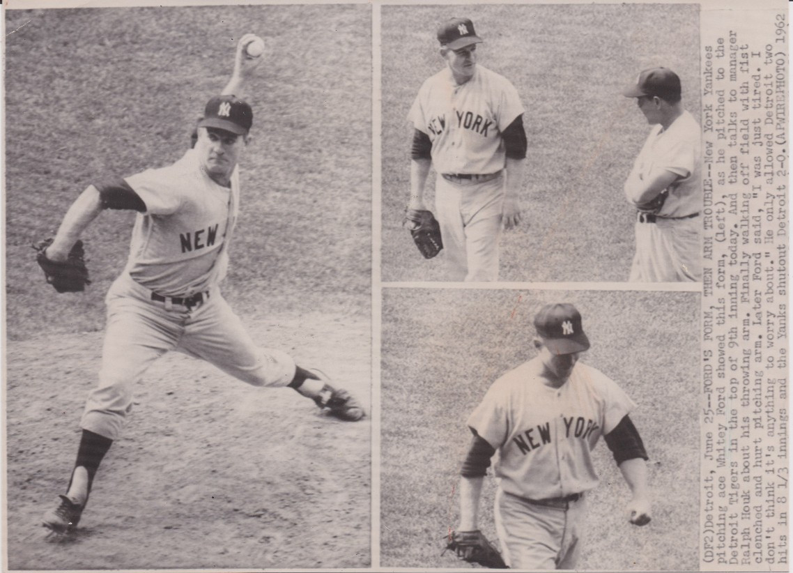 1962 Press Photo New York Yankees pitching ace Whitey Ford throws a shutout