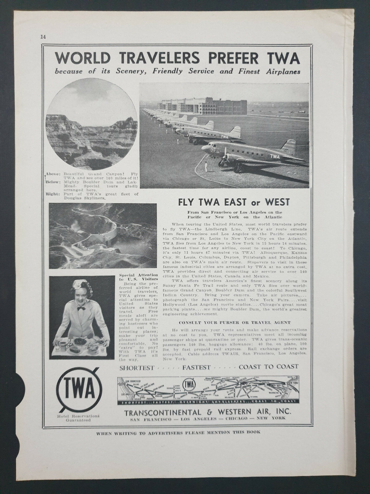 30\'s AD Advertising TWA Airplanes Chicago NY LA San Francisco. 7.25in x 10.25in 30\'s AD Advertising TWA Airplanes Chicago NY LA San Francisco. 7.25in x 10.25in