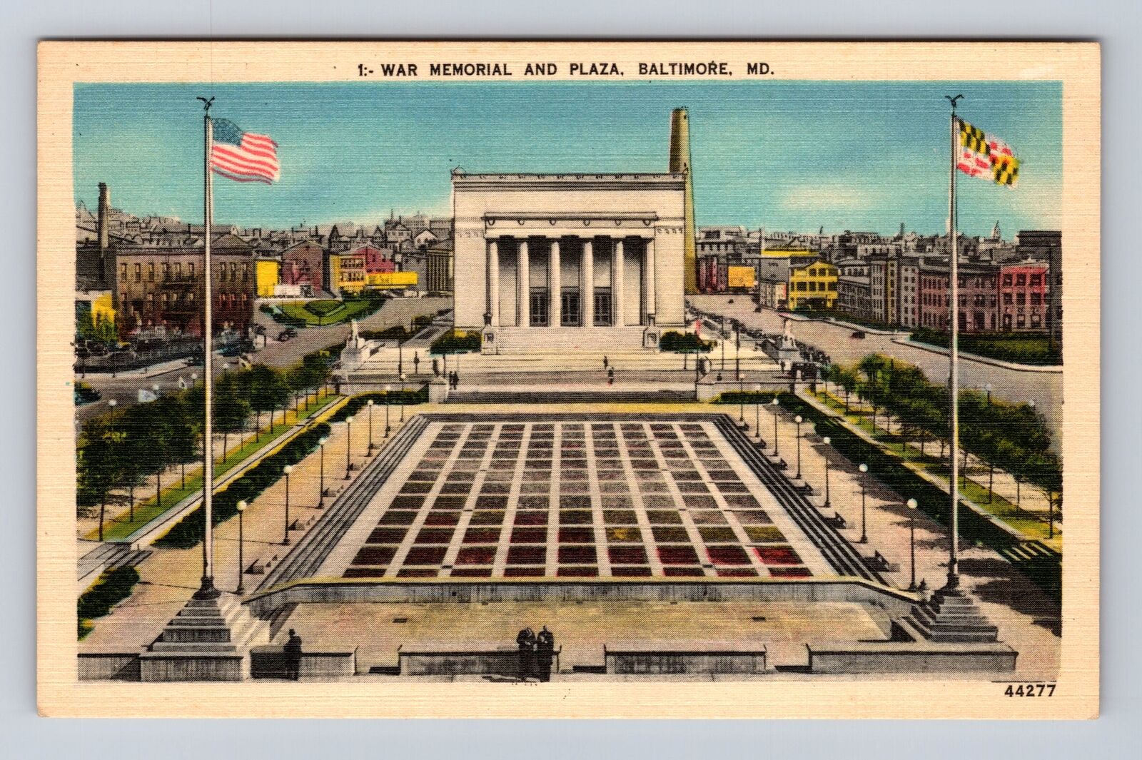 Baltimore MD-Maryland, War Memorial And Plaza, Antique, Vintage Postcard