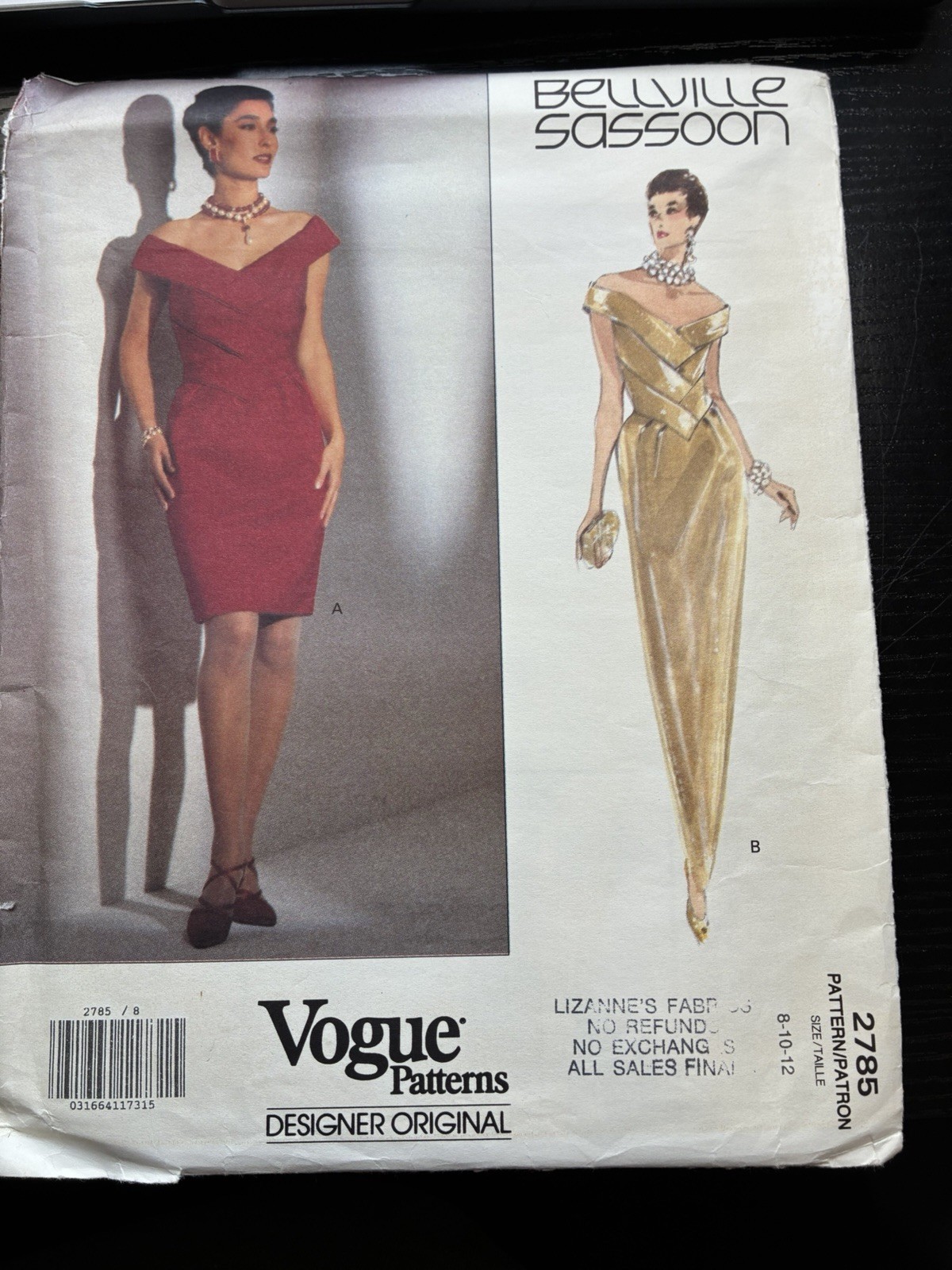 Vogue Patterns Bellville Sassoon V2789 Misses Dress In Two Lengths Size 8-12
