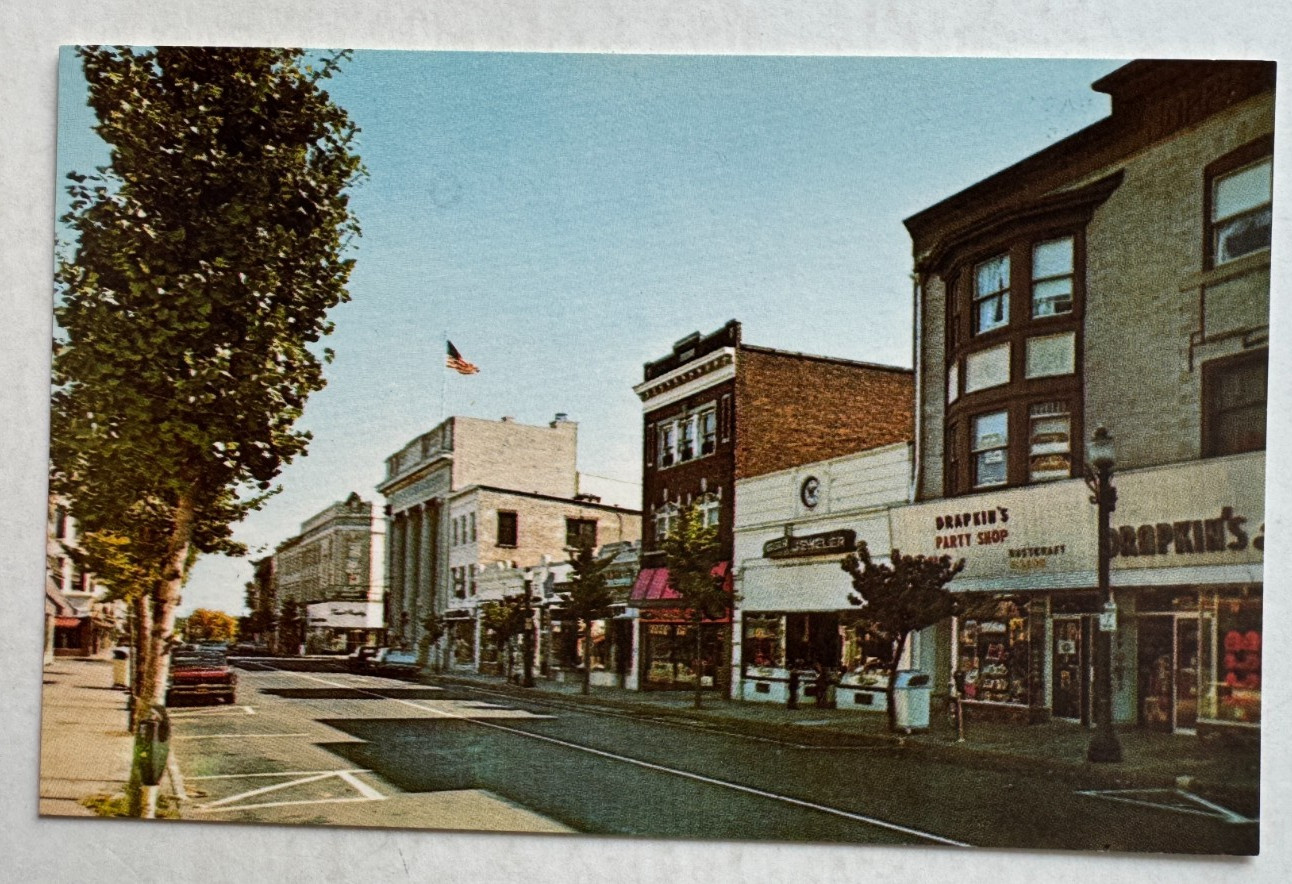 1969 NJ Postcard Ridgewood New Jersey East Ridgewood Ave stores cars Bergen Cty