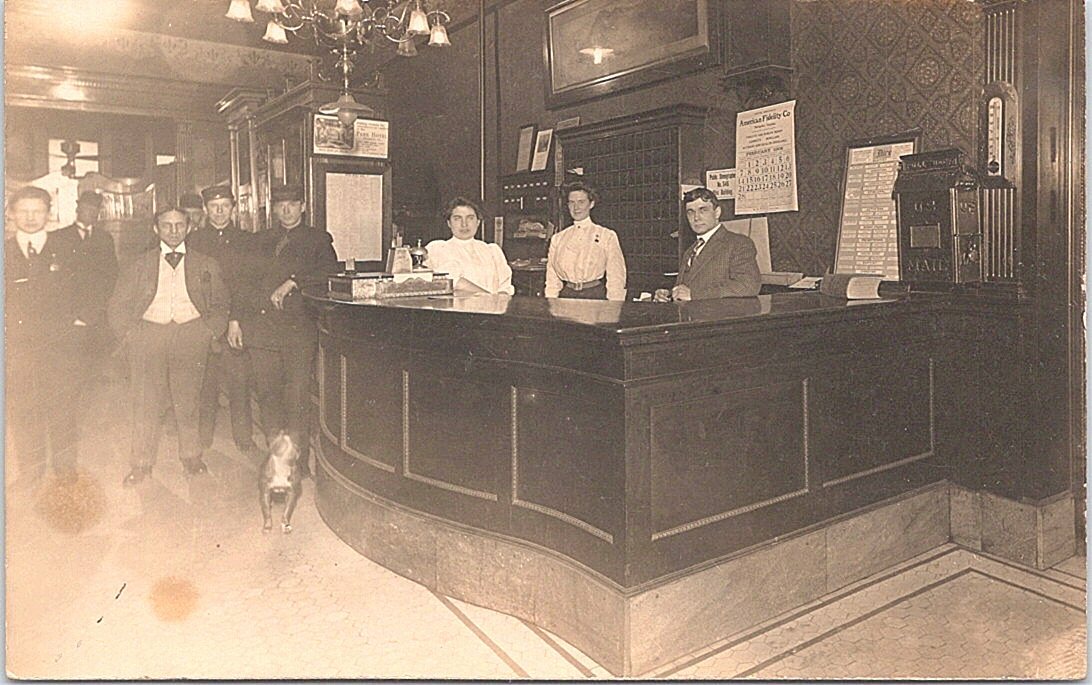 RPPC Vermont Hotel Interior Lobby Scene 1908 Occupational RPPC Vermont Hotel Interior Lobby Scene 1908 Occupational