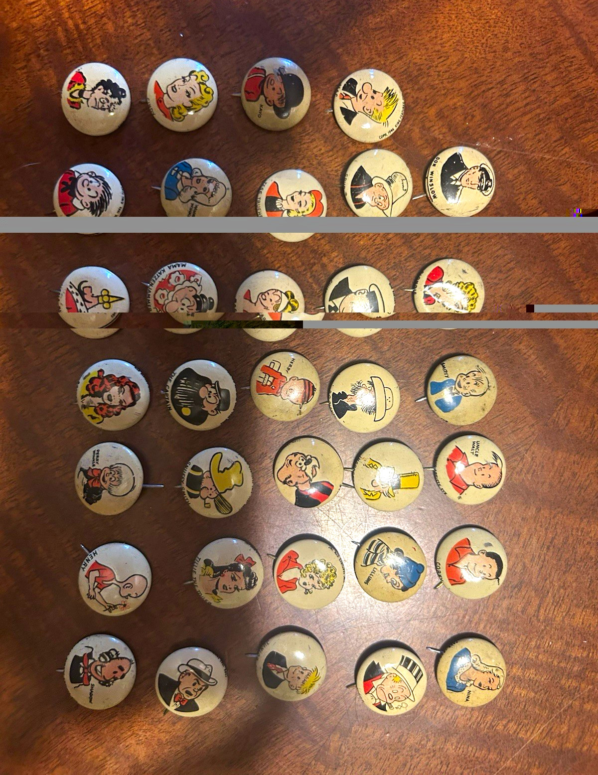 34 Kellogg\'s Pep Vintage Pinback Button Lot, Assorted Designs Cartoon Faces