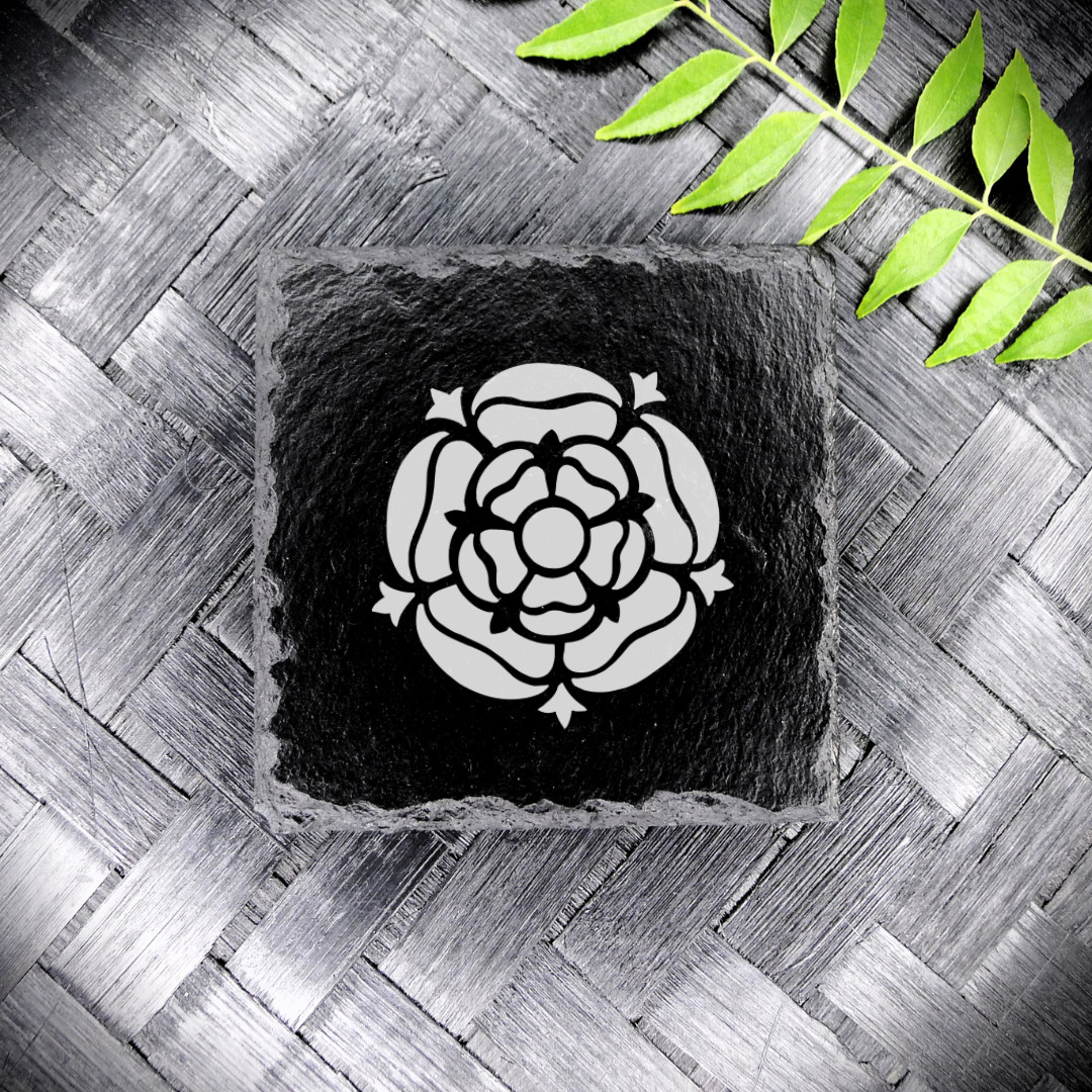 Tudor Rose Slate Coaster Brand New Handcrafted Laser Engraved Square Tudor Rose Slate Coaster Brand New Handcrafted Laser Engraved Square