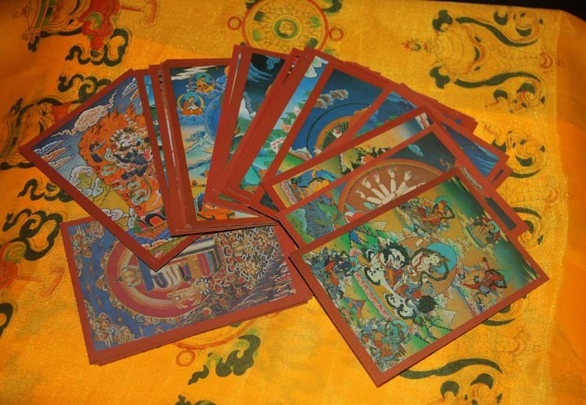 A Set 40 Piece Tibet Buddhism Paper Thangka Cards with explain for each deities
