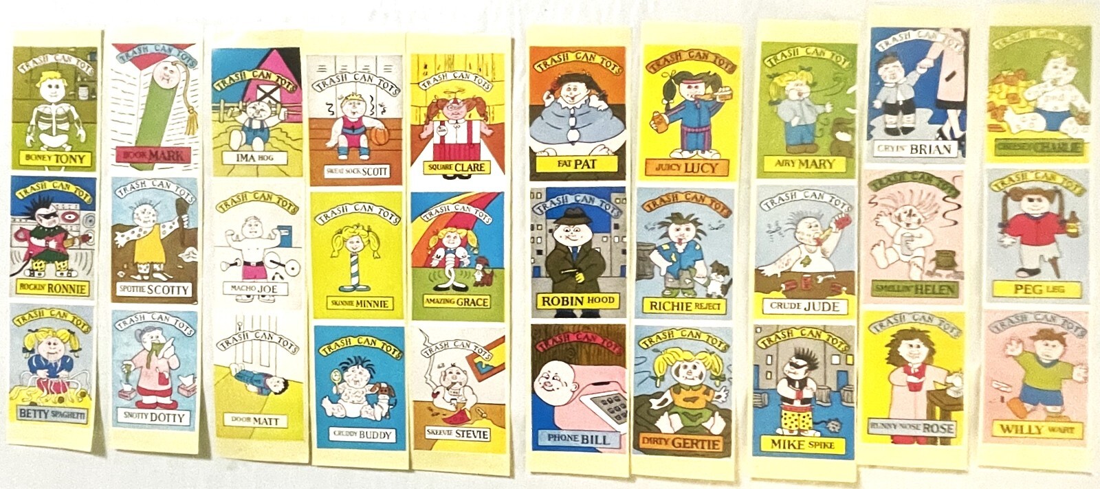 Vintage 1980s Trash Can Tots Stickers 🗑️ Madballs - Garbage Pail Kids Inspired