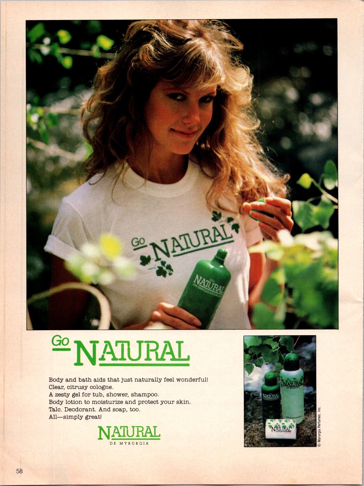 1983 • GO NATURAL Body and Bath Talo Print Ad • 80s rare GA.12 1983 • GO NATURAL Body and Bath Talo Print Ad • 80s rare GA.12