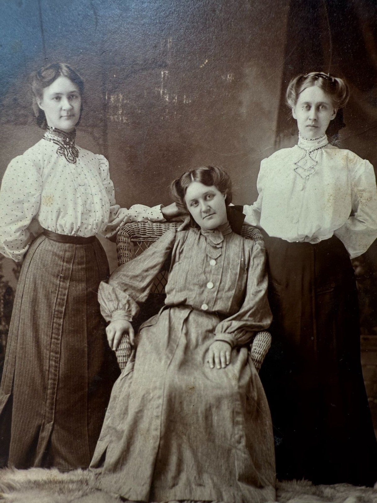 Vintage 1900s Portrait Photograph Of Three Women Leila & Mary Lang