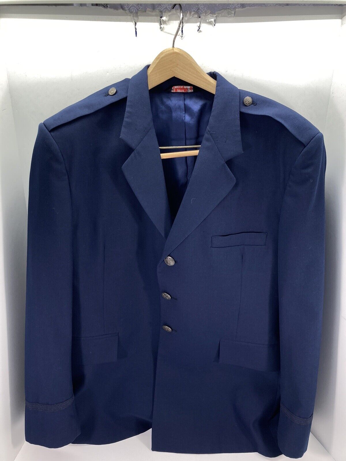 USAF Air Force Officer Service Dress Coat Jacket Men 44R Blue 3 Button Uniform