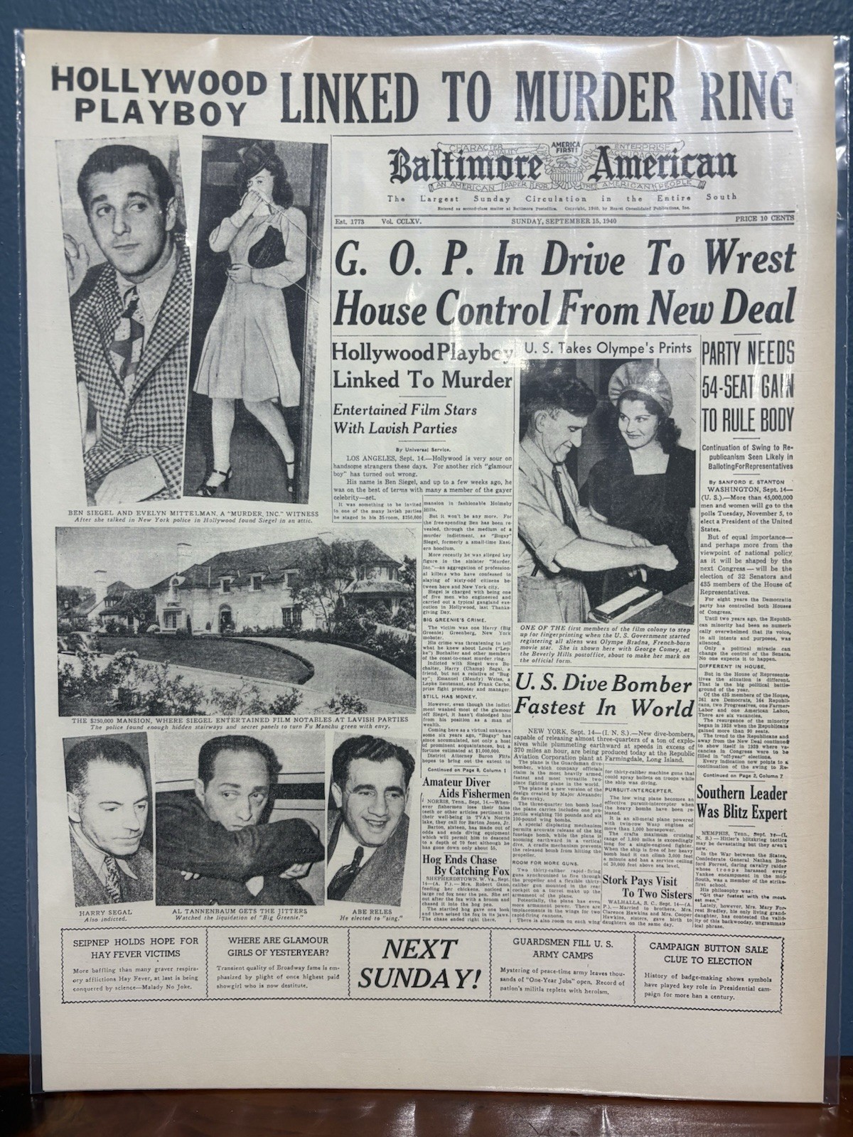 VINTAGE NEWSPAPER HEADLINE ~ BEN 