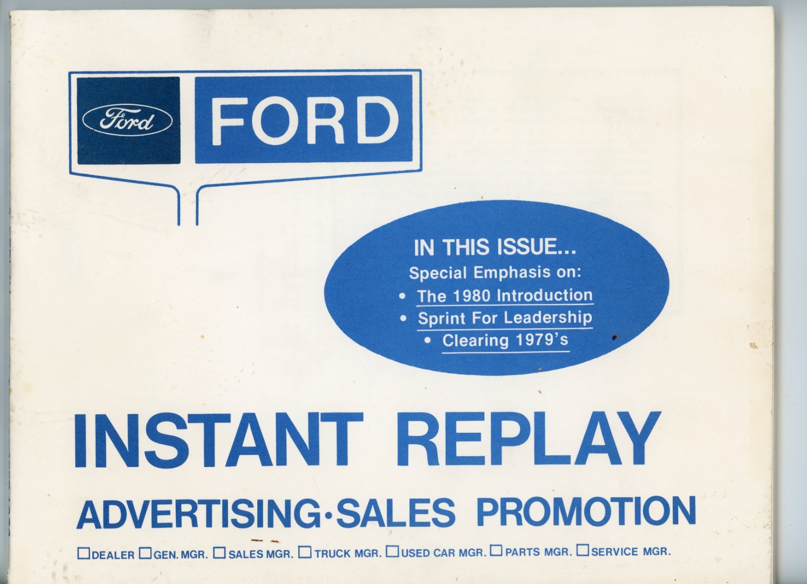Ford, Instant Replay, Dealership, 1979, 1980, Advertising Sales Promotions, Book