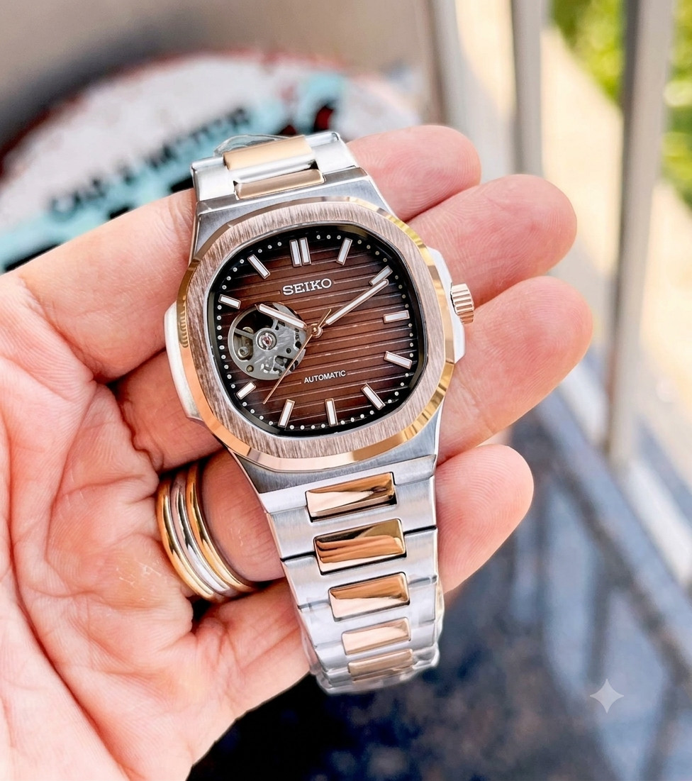 Seiko Mod Nautilus (Open Heart) Chocolate Rose Gold automatic accent bracelet Seiko Mod Nautilus (Open Heart) Chocolate Rose Gold automatic accent bracelet