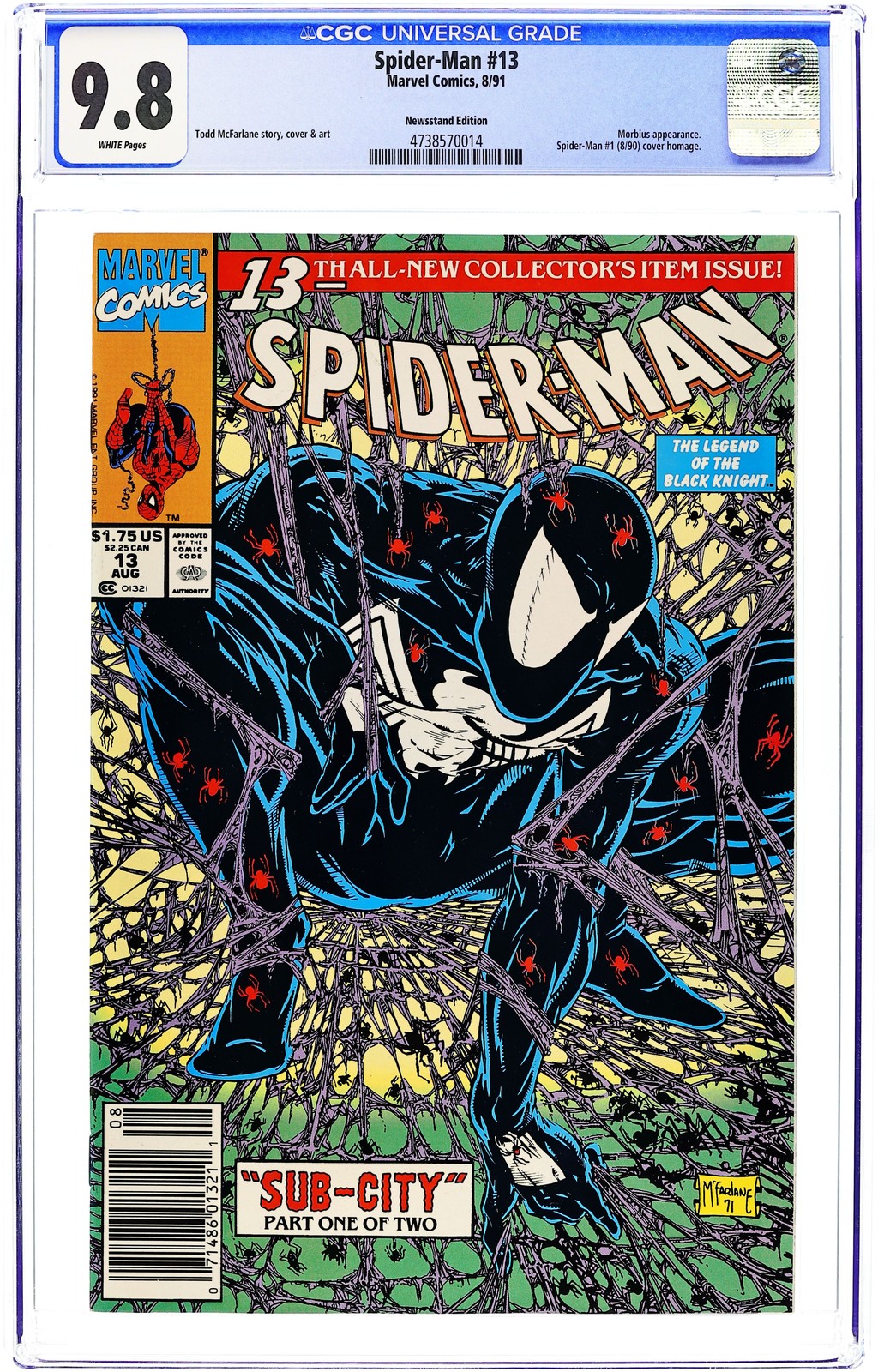 Spider-Man #13N CGC 9.8 Newsstand 1991 4738570014