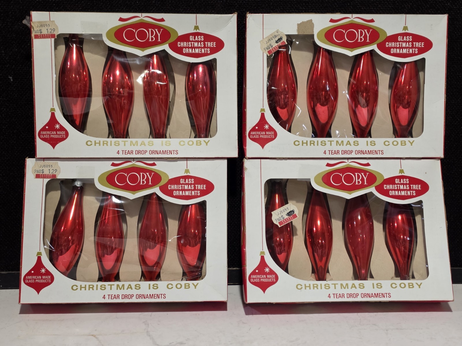 4 BOXES 16 TOTAL Vintage Coby RED GLASS 5.5 4 BOXES 16 TOTAL Vintage Coby RED GLASS 5.5