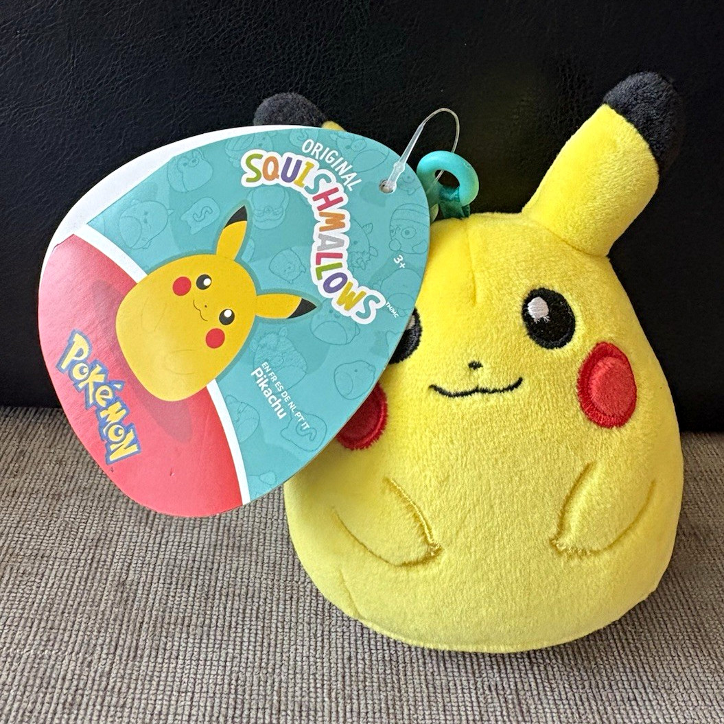 Squishmallows Pokémon Pikachu Plush Keychain Clip-On Yellow Red Black Squishmallows Pokémon Pikachu Plush Keychain Clip-On Yellow Red Black