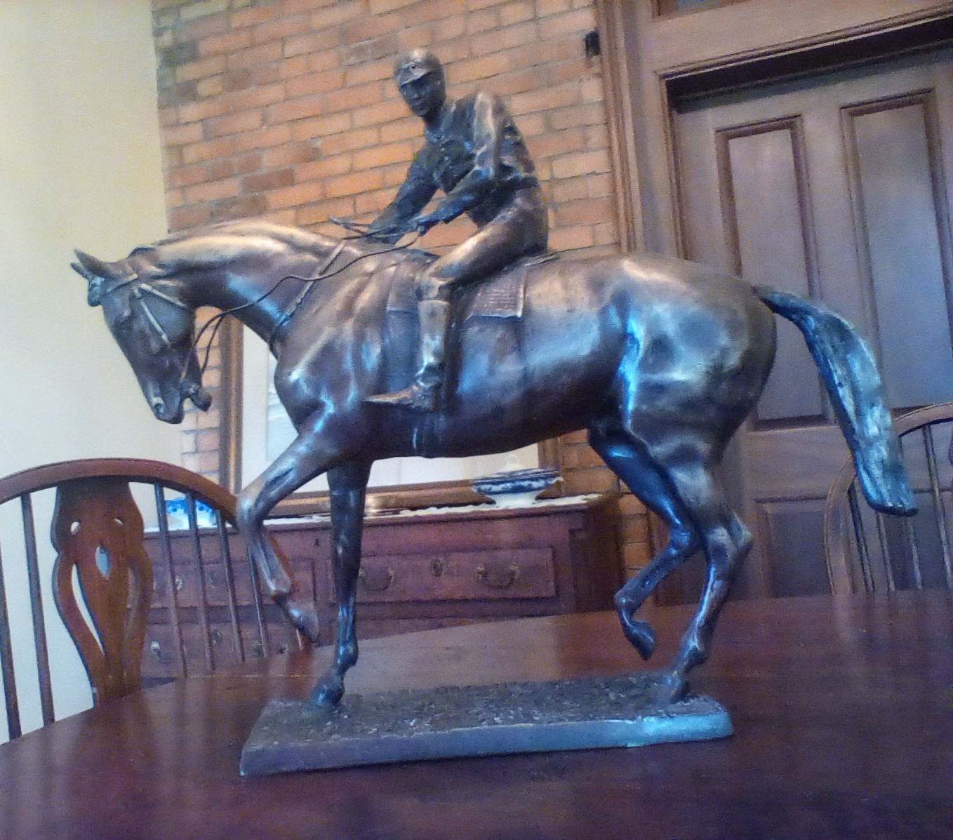 Vintage Racehorse, Steeplechase Large Bronze Sculpture. 24x22x7. Heavy Vintage Racehorse, Steeplechase Large Bronze Sculpture. 24x22x7. Heavy