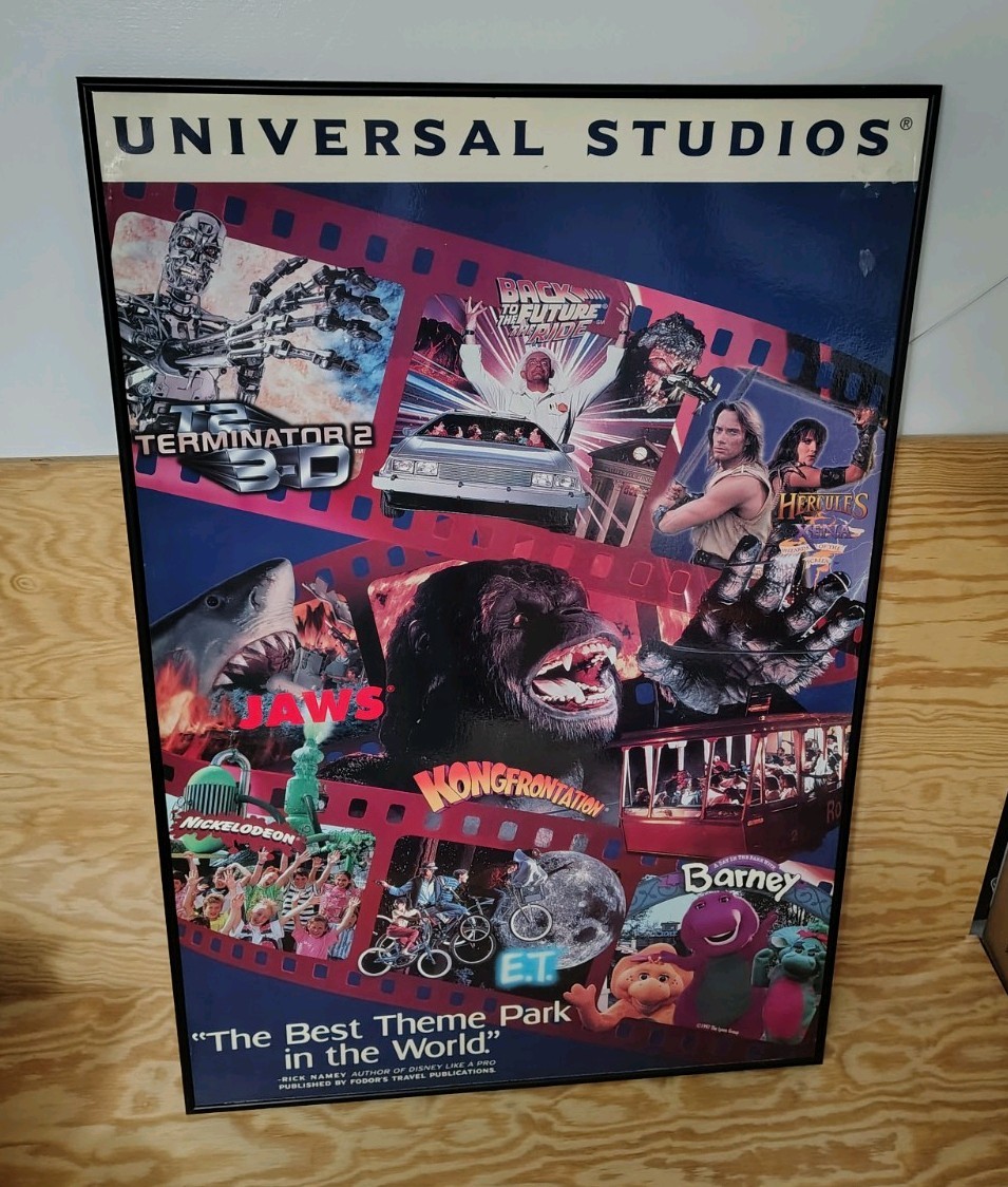 RARE Vtg 90s Universal Studios Nickelodeon ET Jaws Terminator Sign Poster Prop RARE Vtg 90s Universal Studios Nickelodeon ET Jaws Terminator Sign Poster Prop