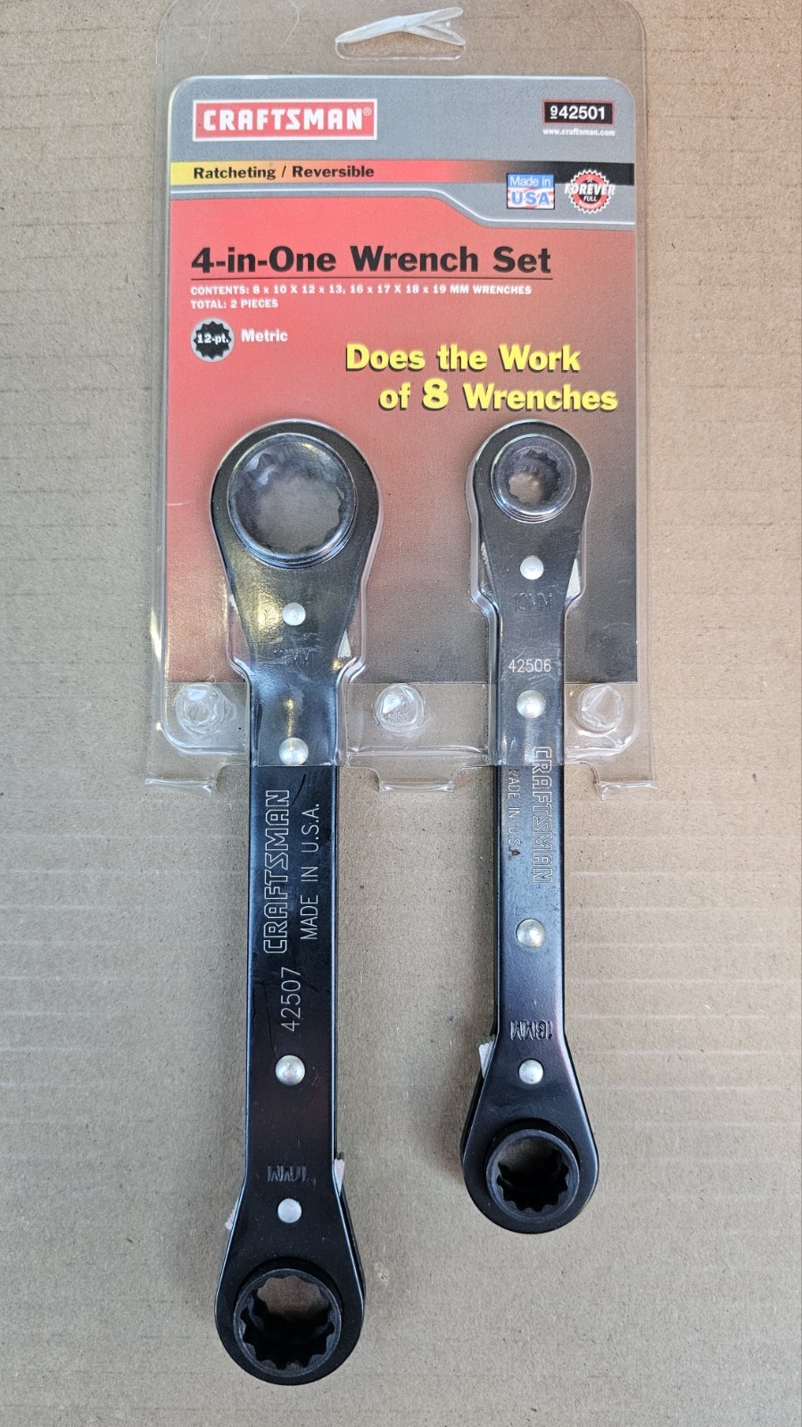 Sears Craftsman USA Nos 4-in-1 Metric Wrench Set 42501 Ratcheting Rev Sears Craftsman USA Nos 4-in-1 Metric Wrench Set 42501 Ratcheting Rev