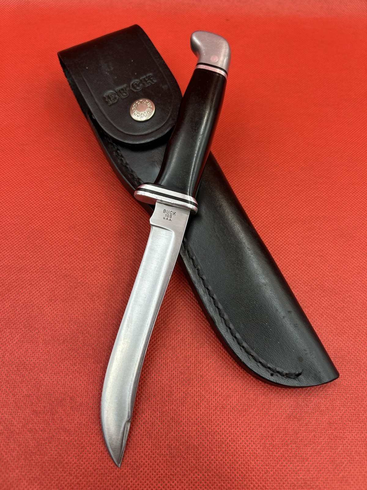 🔪Vintage 1971-72 Buck 105 Pathfinder Knife Inverted 3 Line Stamp W-sheath USA
