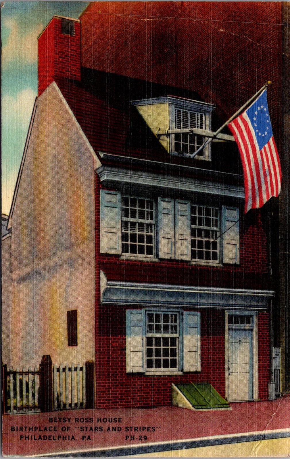 Betsy Ross House Arch Street Philadelphia PA Vintage Postcard 5P19-1 Betsy Ross House Arch Street Philadelphia PA Vintage Postcard 5P19-1