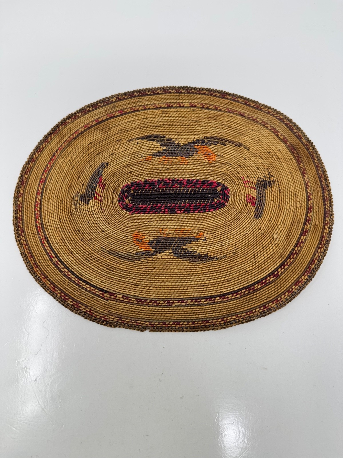 Antique Makah Nootka NW Coast Native American Indian Basketry Woven Mat