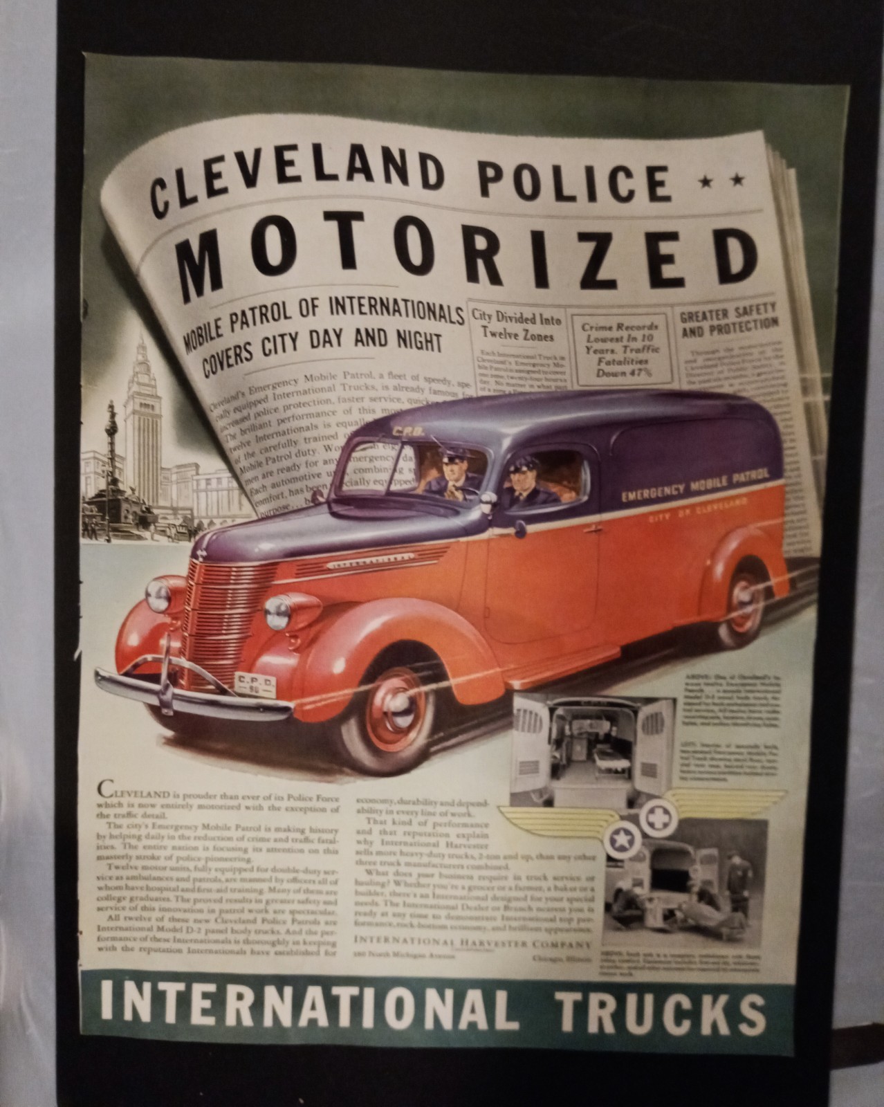 International Harvester Co. Trucks - Full Page - Vintage Print Ad - 1939 Life
