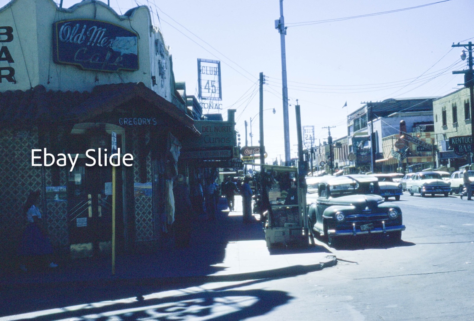 1950\'s Kodachrome RB Slide-Bustling Street scene in Tijuana, Mexico. A300
