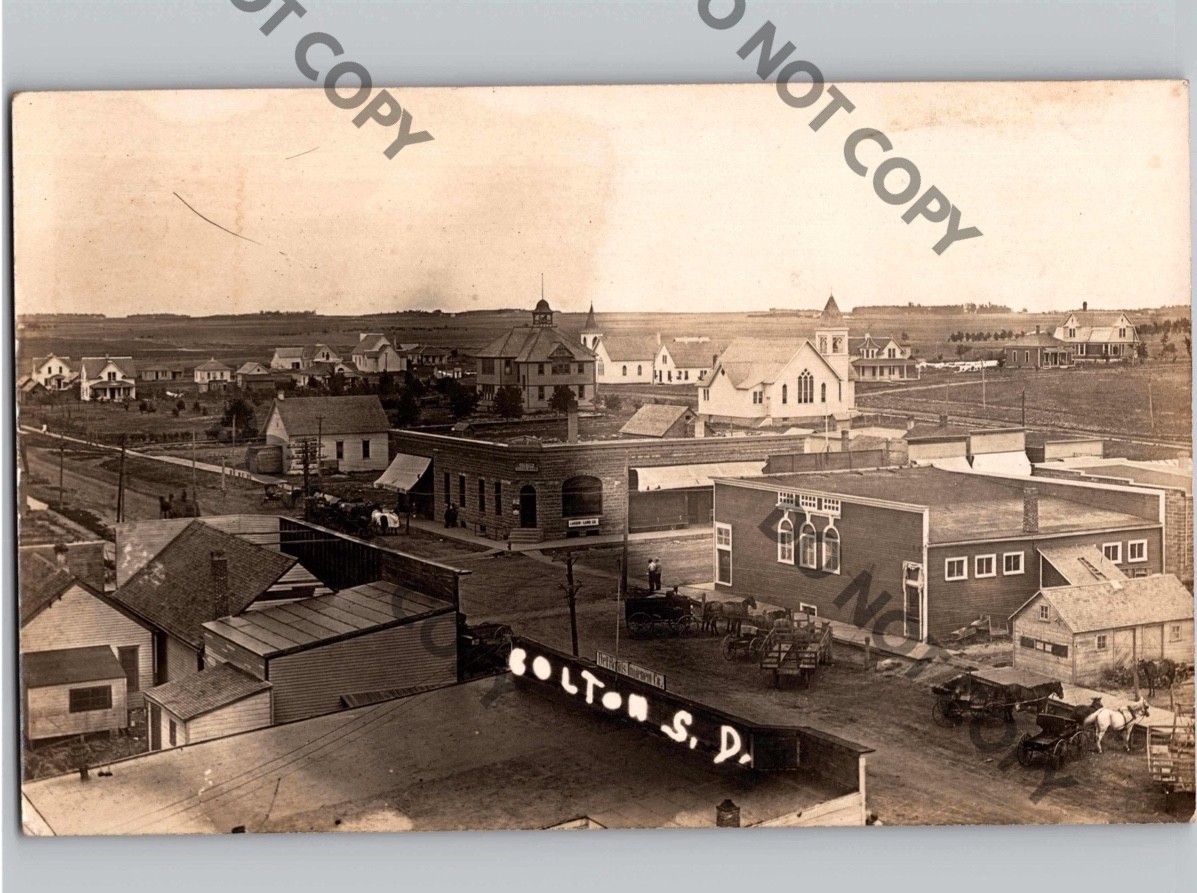 c1912 Birds Eye View Of COLTON South Dakota SD Minnehaha County RPPC Real Photo