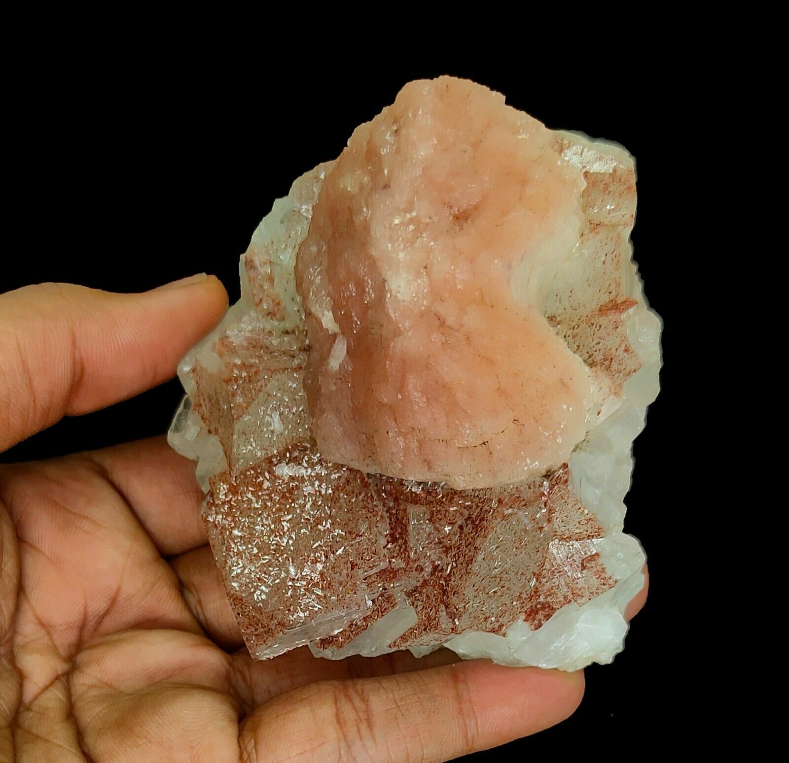 322g Natural Stilbite On Apophyllite Base Matrix Mineral Specimen from India