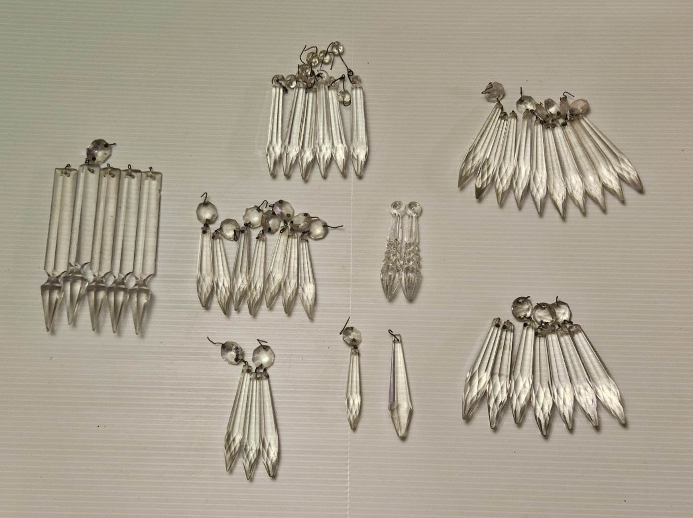 42 Vintage Chandelier Clear Crystal Glass Pendants 2 1/4 to 5 Inches in Length 42 Vintage Chandelier Clear Crystal Glass Pendants 2 1/4 to 5 Inches in Length