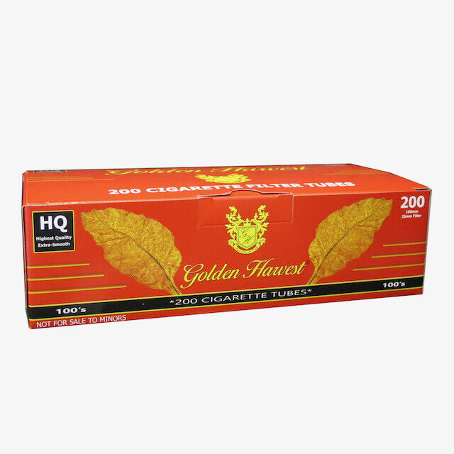 Golden Harvest RED Cigarette Filter Tubes - 100mm 200ct Per Box [5-Boxes]