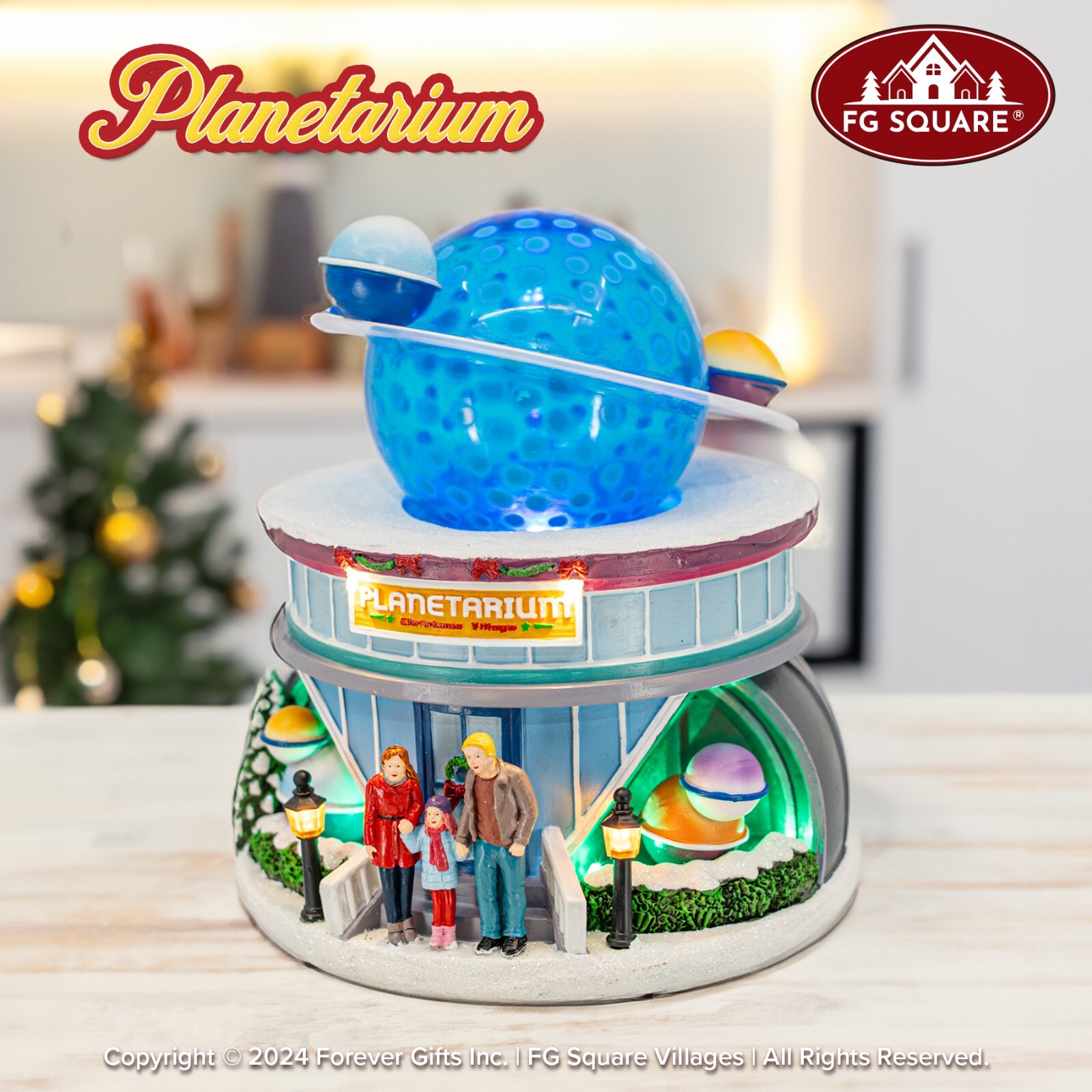FG Square Planetarium Planet Stars Building LED Christmas Village Decor 7x7x8 FG Square Planetarium Planet Stars Building LED Christmas Village Decor 7x7x8