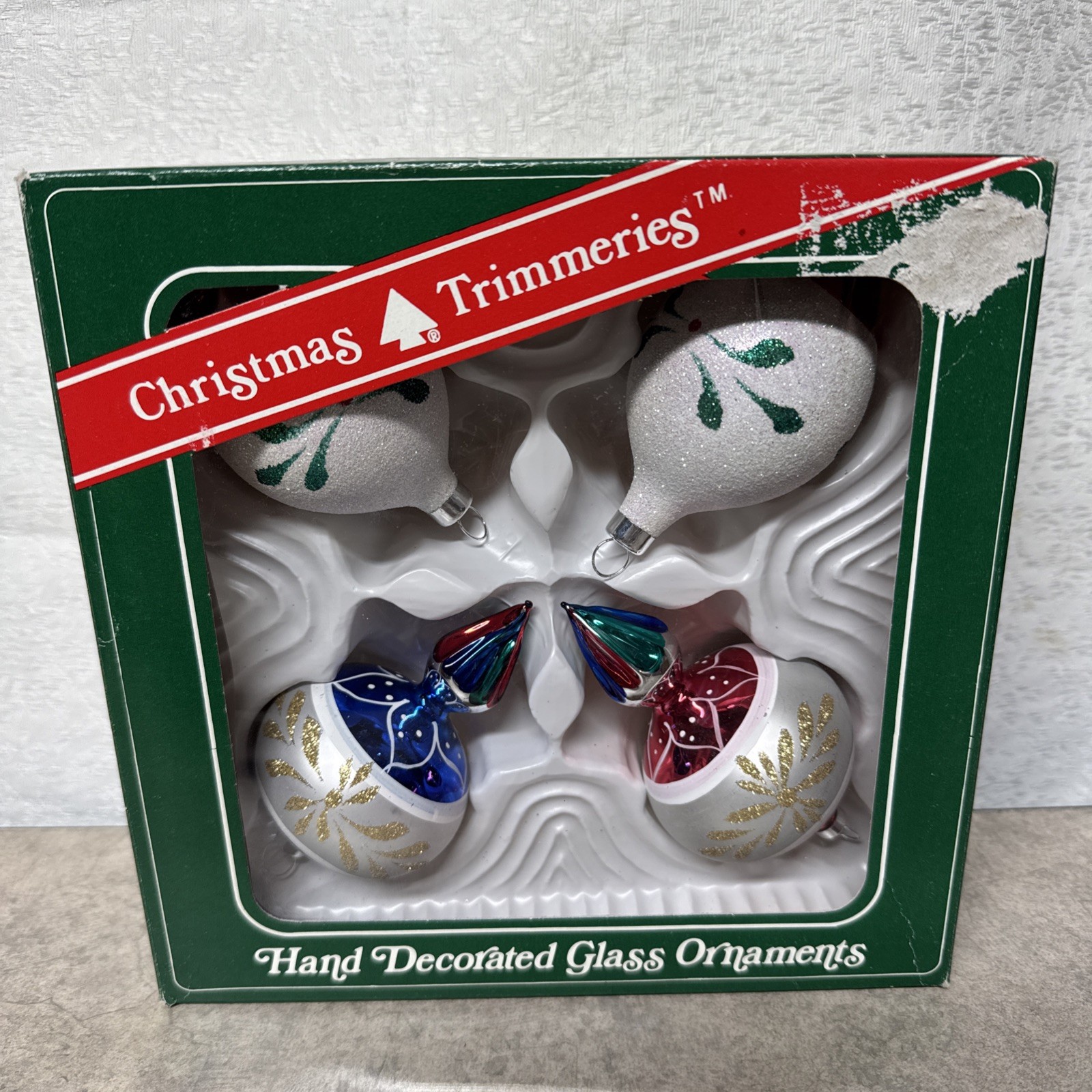 Vintage Christmas Trimmeries Ornament Set By Bradford Glass CB3 Vintage Christmas Trimmeries Ornament Set By Bradford Glass CB3