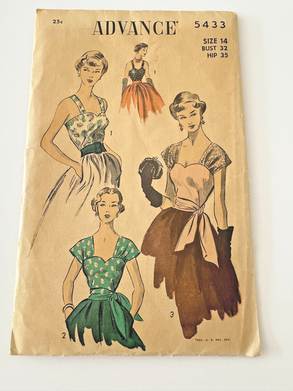 1950s Advance Pattern Sexy Sweetheart Cocktail Blouses #5433 Size 14 1950s Advance Pattern Sexy Sweetheart Cocktail Blouses #5433 Size 14