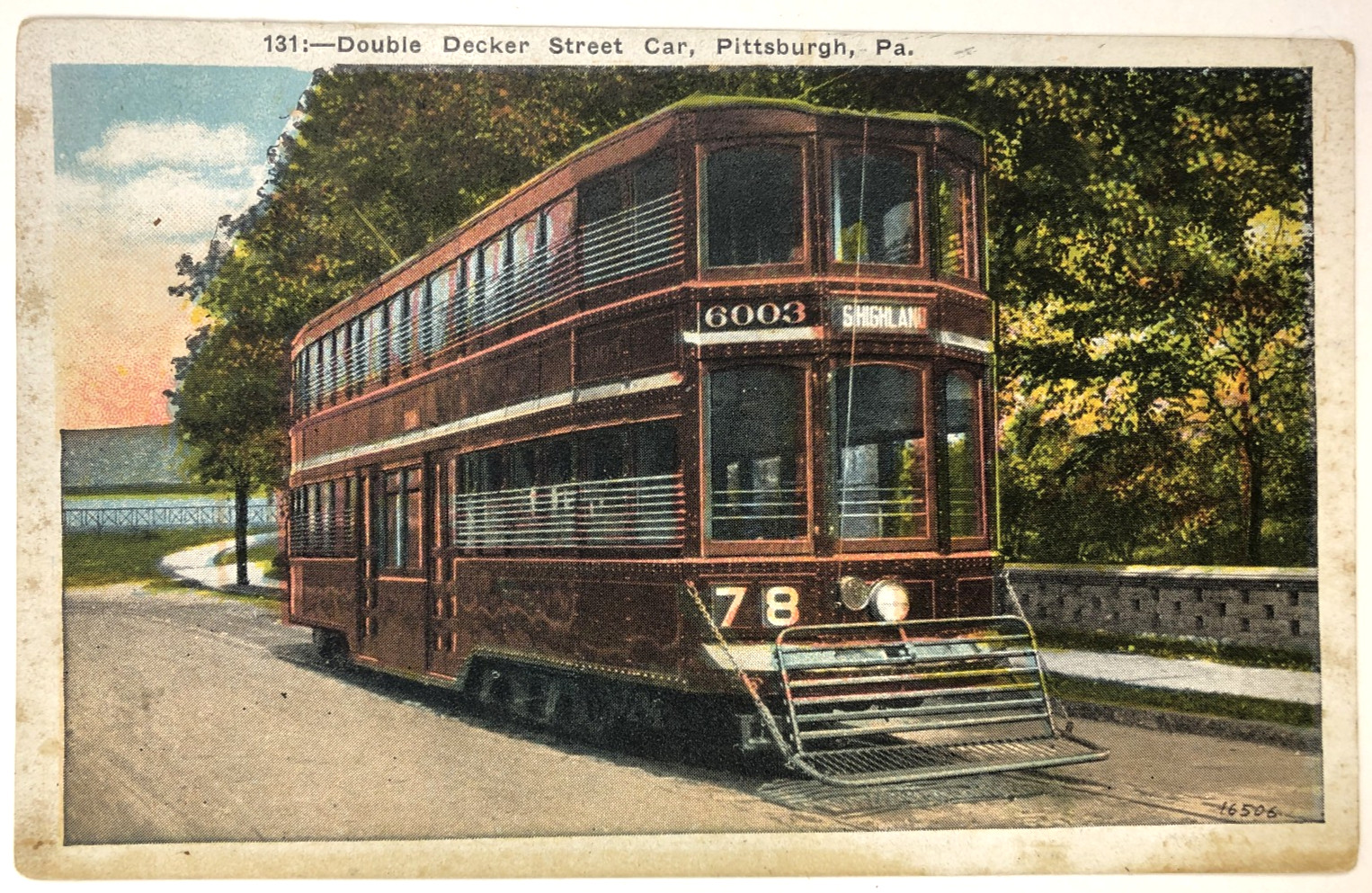 Double Decker Street Car Pittsburgh PA Postcard 1929 Postmark